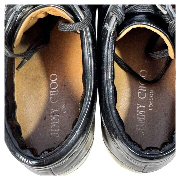 Jimmy Choo black/silver Leather Miami Low Top Sneakers Size‎ 39 (US 8.5) woman's - Picture 5 of 6